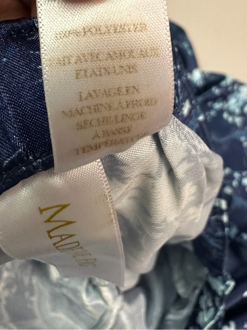 Madeleine Fig Women's Navy Floral Satin Pajama Set 3XL Plus Size Long Sleeve - Picture 9 of 10